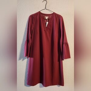 J. Crew NWT Women’s Bell-Sleeve Maroon lined dress size 2